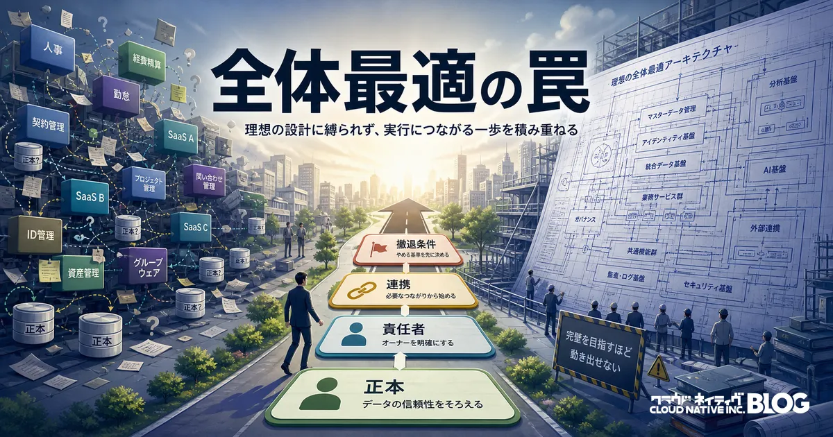 全体最適の罠を避けるには　情シスが小さく進める設計と実行