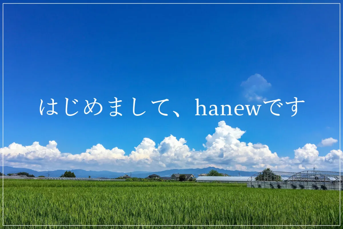 はじめまして、hanewです
